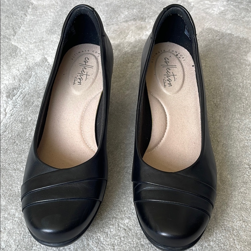 Clarks Black Leather Flats